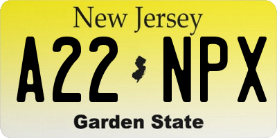 NJ license plate A22NPX
