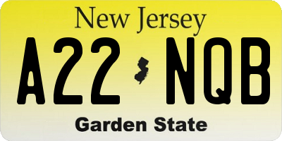 NJ license plate A22NQB