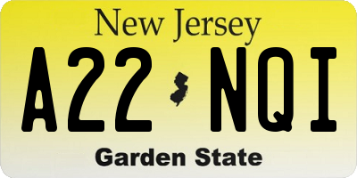 NJ license plate A22NQI