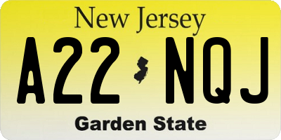 NJ license plate A22NQJ
