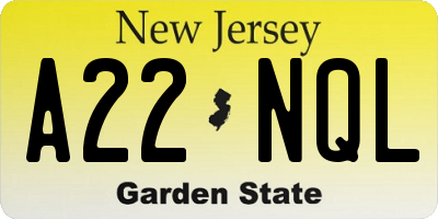 NJ license plate A22NQL