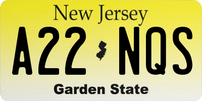 NJ license plate A22NQS