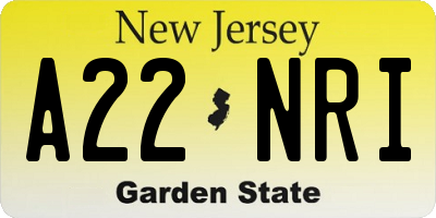 NJ license plate A22NRI