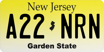 NJ license plate A22NRN