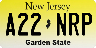 NJ license plate A22NRP