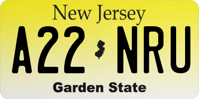 NJ license plate A22NRU