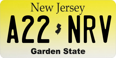 NJ license plate A22NRV