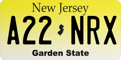 NJ license plate A22NRX