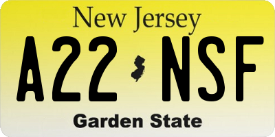 NJ license plate A22NSF