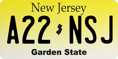 NJ license plate A22NSJ