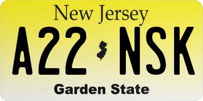 NJ license plate A22NSK