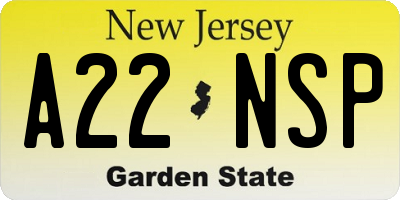 NJ license plate A22NSP