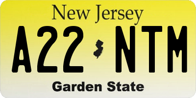 NJ license plate A22NTM