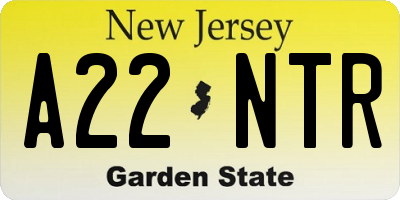 NJ license plate A22NTR