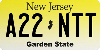 NJ license plate A22NTT