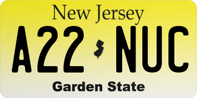 NJ license plate A22NUC