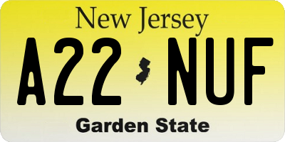 NJ license plate A22NUF