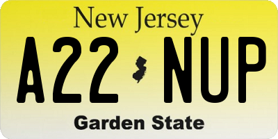 NJ license plate A22NUP