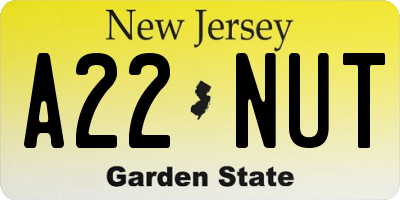 NJ license plate A22NUT