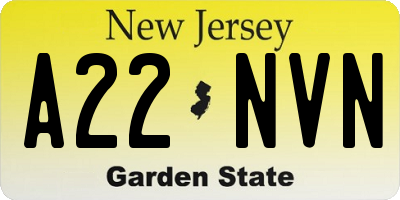 NJ license plate A22NVN