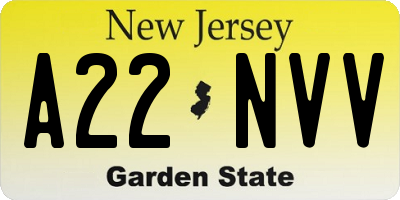 NJ license plate A22NVV
