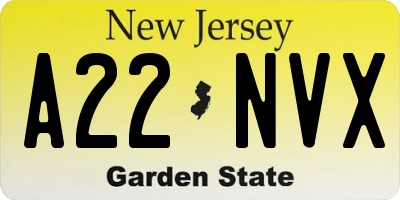 NJ license plate A22NVX