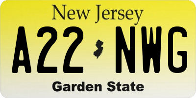 NJ license plate A22NWG