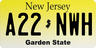 NJ license plate A22NWH