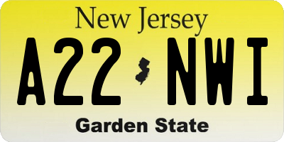 NJ license plate A22NWI