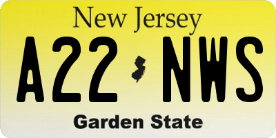 NJ license plate A22NWS