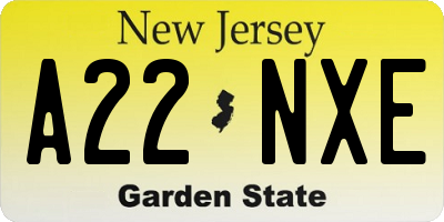 NJ license plate A22NXE