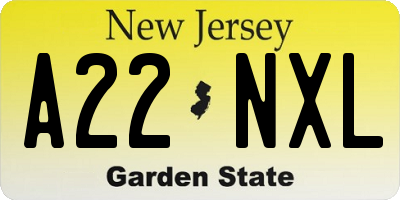 NJ license plate A22NXL