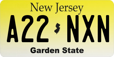 NJ license plate A22NXN