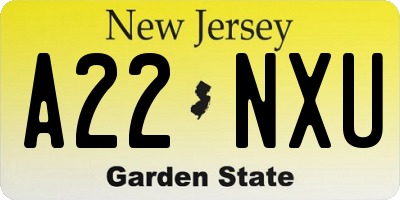 NJ license plate A22NXU