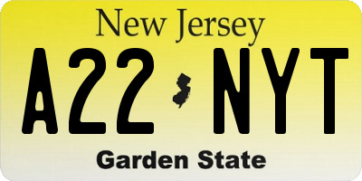 NJ license plate A22NYT