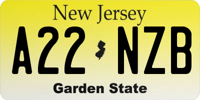 NJ license plate A22NZB