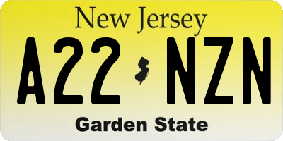 NJ license plate A22NZN