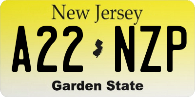 NJ license plate A22NZP