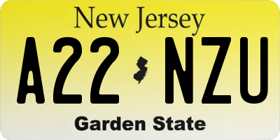NJ license plate A22NZU