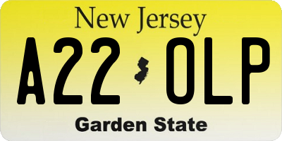 NJ license plate A22OLP