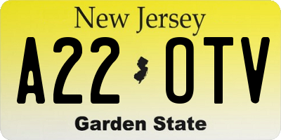 NJ license plate A22OTV