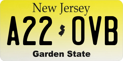 NJ license plate A22OVB
