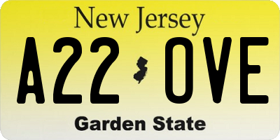 NJ license plate A22OVE