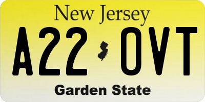 NJ license plate A22OVT