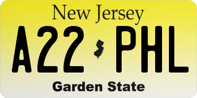 NJ license plate A22PHL