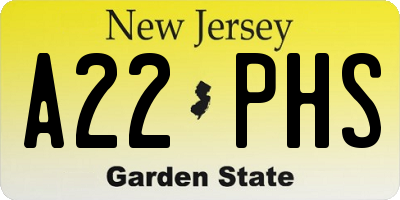 NJ license plate A22PHS