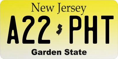 NJ license plate A22PHT