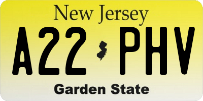 NJ license plate A22PHV