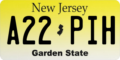 NJ license plate A22PIH