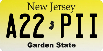 NJ license plate A22PII